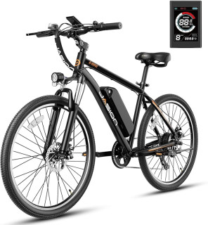 Jasion EB5 Electric Bike for Adults with Peak 500W Brushless Motor, 40Miles 20MPH Commuting Electric Mountain Bike with 360Wh Removable Battery, 7-Speed, 26