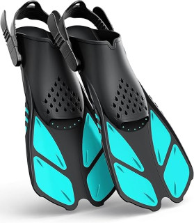 Greatever Snorkel Fins Adjustable Buckles Open Heel Swim Flippers Travel Size Short Swim Fins for Snorkeling Diving Swimming Adult Men Womens