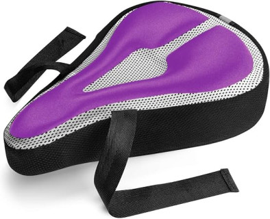 Roam - Bike Seat Cushion Cover - Comfort Gel Pad for Mountain, Exercise & Road Bikes - Waterproof Protection for Men & Women - Purple