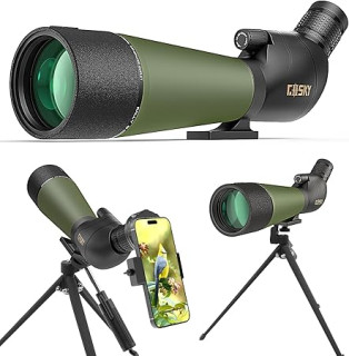 Gosky Updated 20-60x80 Spotting Scopes with Tripod, Carrying Bag and Quick Phone Holder - BAK4 High Definition Waterproof Spotter Scope for Bird Watching Wildlife Scenery1,Green