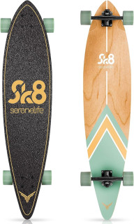 SereneLife Complete Standard Skateboard Mini Cruiser - 8 Ply Canadian & Bamboo Maple Deck Complete Flat Concave Skate Board W/ 7