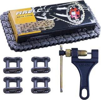 428H Motorcycle Chain+ Chain Breaker,118-links Heavy Duty Drive Chain