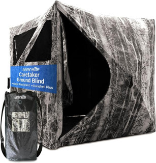 SereneLife 2-3 Person Hunting Blind for Deer and Turkey Shooting, See-Through Hunting Gear with Carry Bag, Pop-Up Portable Ground Equipment and Accessories (Camouflage)