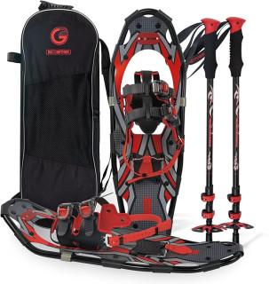 G2 21/25/30/36 Inches Light Weight Snowshoes with Toe Box, EVA Padded Ratchet Binding, Heel Lift, Flexible Pivot Bar, Durable Back Strap, Trekking Poles, Carrying Bag, Snow Baskets(6 colors available)