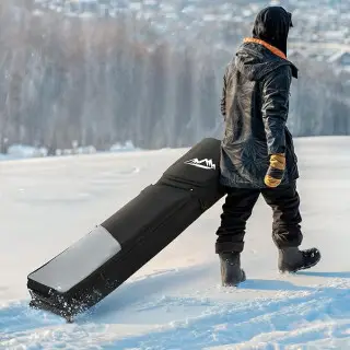 LEDKINGDOMUS Rolling Ski Bag for Air Travel, Snowboard Bag with Wheels, 900D All-Round Padded Protection, Extendable 175-195CM Wheeled Double Ski Bag, for Snowboard, Skis, Boots, Helmet, Ski Gear