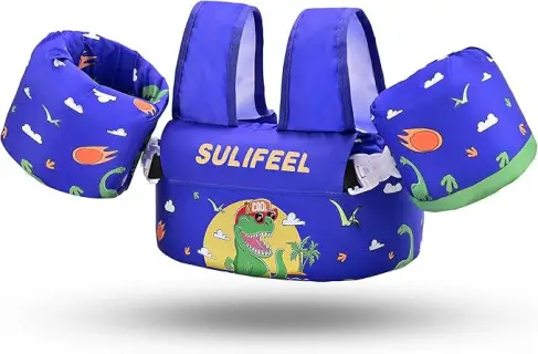 SULIFEEL Kids Swim Vest Toddler Floaties for 20-66 Pounds Girls and Boys, with Removable Arm Water Wings for Children Ages 2 3 4 5 6 Years Old