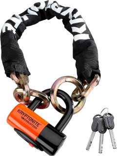 Kryptonite New York 1275 Cinch Ring Bike Chain Lock, 2.5 Feet Long Heavy Duty Anti-Theft Sold Secure Gold Bicycle Chain Lock with Evolution Disc Lock and Keys for E-Bike, Motorcycle, Scooter