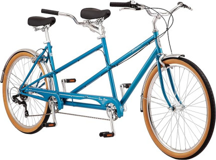 Schwinn Twinn Tandem Bike, 26 Inch Bike for Women and Men, 21-Speed Two Seater Bicycle, Fits Two Comfortably, Mechanical Disc Brakes, Plush Fitness Seat, Adult Tandem Bike