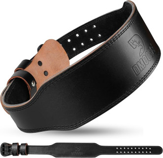DMoose Fitness Weight Lifting Belt for Men & Women - 7MM Premium Cushioned Lumbar Support & Genuine Leather Adjustable Weightlifting Belt for Squats, Deadlifts & Workouts