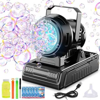 SHCKE Automatic Bubble Machine 10 Holes Bubble Blower,Plugin or Battery Operated Portable Bubble Maker,20000+ Big Bubbles Per Minute Bubbles for Outdoor Wedding Birthday Easter Party