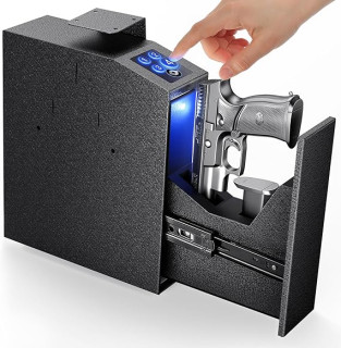 ADIMO Gun Safe for Handgun, Handgun Safe Accessories for Wall and Nightstand, Bedside Handgun Safe w/ 3-6 Digit Code, Silent Mode LED Light for Quick Access, Hidden Pistol Safe for Car/Truck/Bedside