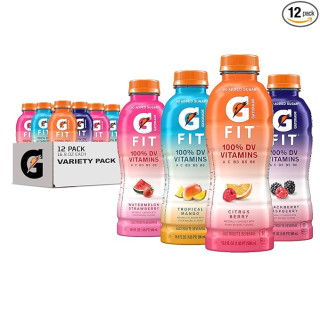 Gatorade Fit Electrolyte Beverage, Healthy Real Hydration, New 2.0 4 Flavor Variety Pack, 16.9.oz Bottles (12 Pack)
