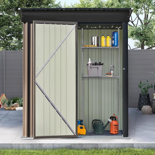 5ft x3ft Outdoor Storage Shed,Metal Storage Shed with Adjustable Shelf and Lockable Door, Outside Sheds Metal Garden Shed for Bike, Tool
