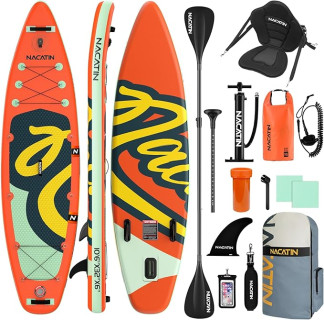 NACATIN Inflatable Stand Up Paddle Board with Kayak Seat,10'6