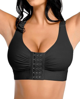 FeelinGirl Post Surgery Compression Bra - Women's Front Closure Bra with Adjustable Straps Wirefree