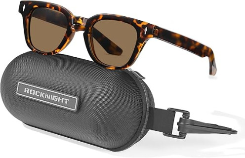 ROCKNIGHT Designer Acetate Classic HD Polarized Sunglasses UV400 Protection Unisex Outdoor Anti Glare Shades Flat Lens