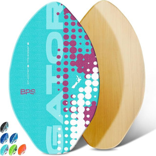 BPS New Zealand ‘Gator’ Skimboard with Colored EVA Grip Pad and High Gloss Clear Coat Wooden Skim Boards for Kids and Adults | Choose from 3 Sizes and Traction Pad Color