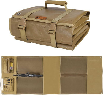 IC ICLOVER Shooting Mat, Tactical Prone Padded Shooting Mats, with 2 Pockets & Molle Webbings & Bipod Holder, Extra Large Non-Slip Waterproof Foldable Pad Blanket for Long Range Rifle Shooting Hunting