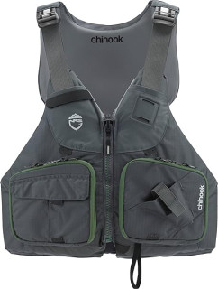 NRS Chinook Fishing Life Jacket for Fishing | Adult USCG Type III PFD | Mesh Back Front Zip Vest with Pockets for Rafting, Kayaking, Paddling