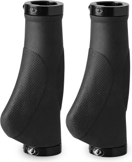 Bikeroo Molded Non-Slip MTB Bicycle Handlebar Grips - Black Replacement Comfort Bike Grippers for Hand & Wrist Fatigue Relief - Rubber & Foam - Mountain, Road, Trail & Dirt Riding