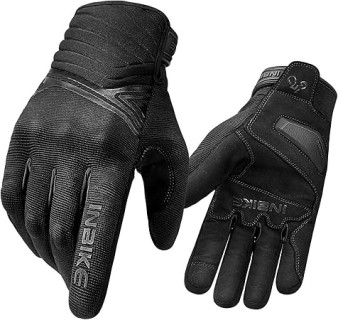 INBIKE Waterproof Winter Motorcycle Gloves Thermal Fleece Touchscreen with TPR Palm Pad Cushioning Hard Knuckle Black Medium