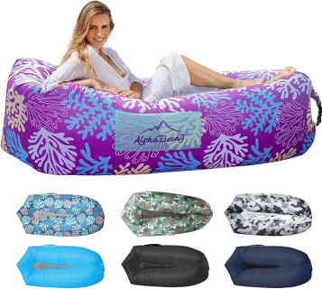 AlphaBeing Inflatable Lounger Air Sofa, Portable Inflatable Couch Mesh Hollow Air Hammock Anti Leakage Air Chair for Outdoor Camping Beach Traveling