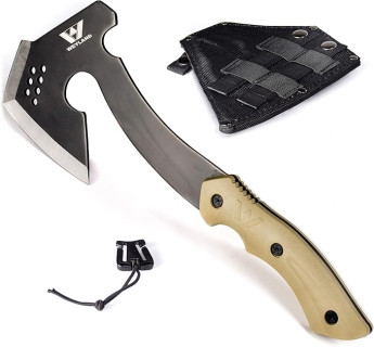 WEYLAND Survival Hatchet & Camping Axe with MOLLE Sheath - Small Tactical Bushcraft Camping Axes & Hatchets for Splitting & Chopping Wood, Kindling Splitter for Fire Wood, Camp Hand Tool