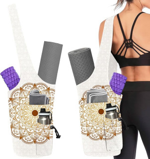 Yoga Mat Bag for Women Yoga Bag with Large Size Pocket and Zipper Pocket,Rhombus Pattern- Yoga Bags and Carriers Fits All Your Stuff