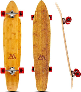 Magneto 44 inch Kicktail Cruiser Longboard Skateboard | Bamboo and Hard Maple Deck | Made for Adults, Teens, and Kids