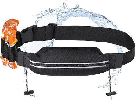 Reflective Running Belt Bib Holder, Waterproof Fanny Packs for Women & Men, Triathlon Belt Bag, Race Number Belts, Gym Essentials, Reflective Running Gear for Women, Men for All Phones