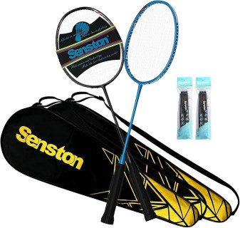 Senston N80 Badminton Rackets Set - Full Carbon Fiber 5U Lightweight Racquets with Anti-Slip Grip & 2 Carry Bags, Outdoor/Backyard Sports for Adults, Teens, Family Games