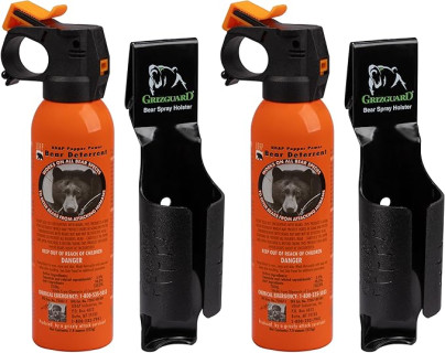 UDAP Pepper Power Bear Spray Self Defense Deterrent with Griz Guard Holster for Camping, Hiking, Fishing, Powerful Blast Pattern, 30 ft Fog Barrier, 12DCH, 7.9 oz, 2 Pack