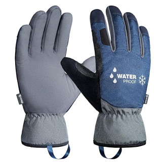 KAYGO Winter Thermal Work Glove, Insulated Fleece Liner, Syhthetic Leather Palm, Water Resistant Safety Work Gloves for Cold Weather, Ideal for Outdoor Activities,Snow Removal, Ice Scraping,Blue, XL