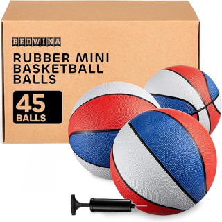 Bedwina Rubber Mini Basketball Balls for Kids 7 Inch, Size 3 - Mini Hoop Outdoor Basketball Set & Indoor, for Small Basketball Hoops & Pool Basketball Parties - Kids Basketball Party Favors for Kids