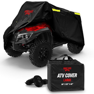 Badass Moto ATV Covers Waterproof Outdoor Heavy Duty, Rip-Resistant, Night-Reflective Quad Cover, 4 Wheeler Cover, Easy-Access Zipper & Vents Four Wheeler Accessories - ATV Gifts, Large 95