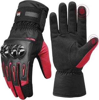 KEMIMOTO Winter Motorcycle Gloves, Cold Weather Motorcycle Winter Gloves Men Women for ATV Skiing Snowmobile Bicycle,2XL, Red