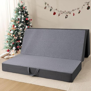 Vamcheer Tri Folding Mattress Queen Size - 6 Inch Foldable Mattress for Travel/RV/Camping/Guest Room/Yoga, Tri-fold Memory Foam Mattress with Washable Cover,78