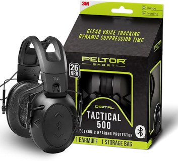Peltor Sport Tactical 500 Bluetooth Hearing Protection Ear Muffs, One-Size, 1 Pair of Ear Muffs