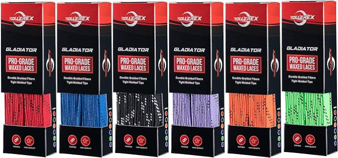 Rollerex Gladiator Waxed Skate Laces (Multiple Size & Color Options) - Quad, Ice, Roller, More