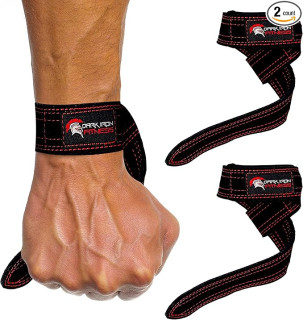 Dark Iron Fitness Weightlifting Leather Suede Lifting Wrist Straps Bundle for Men and Women Wraps Weight for a Heavy Powerlifting Grip Hooks with Padded Support
