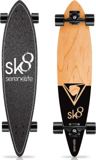 SereneLife Complete Standard Skateboard Mini Cruiser - 8 Ply Canadian & Bamboo Maple Deck Complete Flat Concave Skate Board W/ 7
