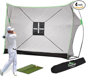 SteadyDoggie Golf Practice Net - 10 x 7 Ft Golf Hitting Net for Backyard with Dual-Turf Mat - Chipping Target and Carry Bag - Portable Screen for Indoor Or Outdoor Practice - for All Skill Levels