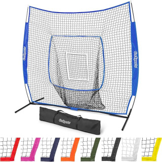 GoSports 7x7 ft Baseball & Softball Nets - Available in Team Colors - Batting & Pitching Net with Strike Zone
