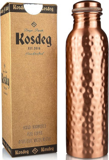 Copper Water Bottle - 34 Oz Extra Large - A Hammered Ayurvedic Pure Copper Vessel For Drinking - Drink More Water, Lower Your Sugar Intake And Enjoy The Health Benefits Immediately