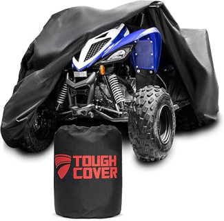 Tough Cover ATV Heavy Duty 600D Marine Grade Fabric (Black) - Quad Cover for Kawasaki, Honda, Polaris, Yamaha - Waterproof Protection Against Water, Wind, UV - ATV Waterproof Shield