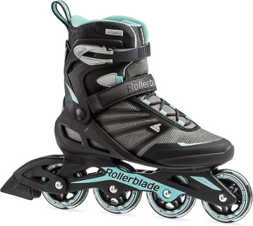 Rollerblade Zetrablade Women's Adult Fitness Inline Skate, Black and Light Blue, Performance Inline Skates