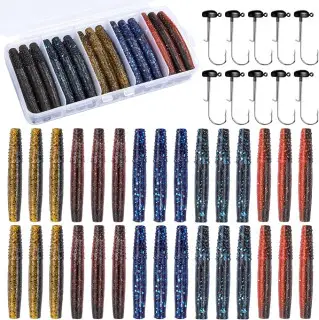 Finesse Ned Worms Lures,Ned Rig Baits Kit for Bass Fishing,TRD Soft Plastic Fishing Baits 30/40 Pack