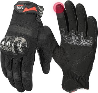 KEMIMOTO Motorcycle Gloves for Men and Women, Touchscreen Cycling Gloves for Outdoor Sports On-Road Off-Road Mountain Motorcycle Motorcross Motorbike Dirt Bike Bicycle Racing ATV UTV, M, Black1