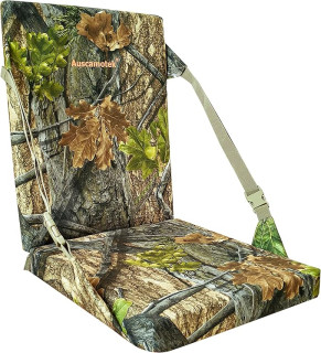 AUSCAMOTEK Camouflage Hunting and Stadium Seat Cushion with Backrest - 5cm Thick, Water-Resistant, Silent Material for Turkey Hunting Fishing Camping and Outdoor Activities