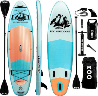 Roc Inflatable Stand Up Paddle Boards 10 ft 6 in with Premium SUP Paddle Board Accessories, Wide Stable Design, Non-Slip Comfort Deck for Youth & Adults
